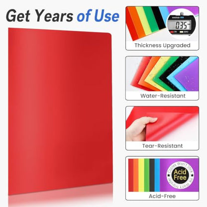 Sooez 7 Pack Folders with Pockets, 2 Pocket Folders with Extra Labels, Plastic Folder with Pockets, Heavy Duty File Folder Bulk, School Business Office Filing Supplies, Soft Colors - color: Soft Colors