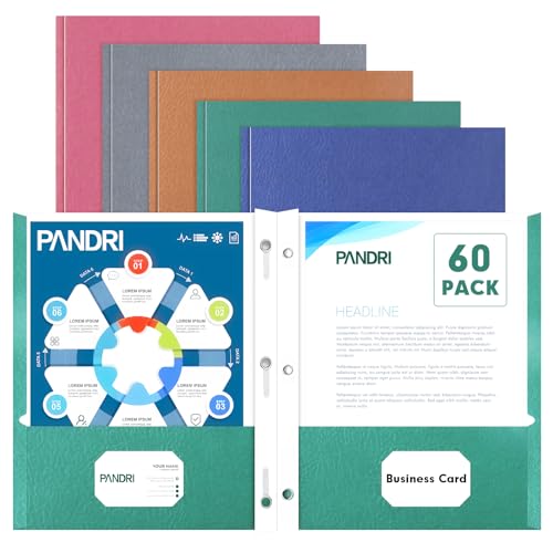 Two Pocket Folders, PANDRI 60 Pack Two Pocket Folders with Prongs, 2 Pocket 3 Prong Folders Designed for Office and Classroom, Letter Size, Assorted 5 Colors - color: Assorted 5 Dark Colors