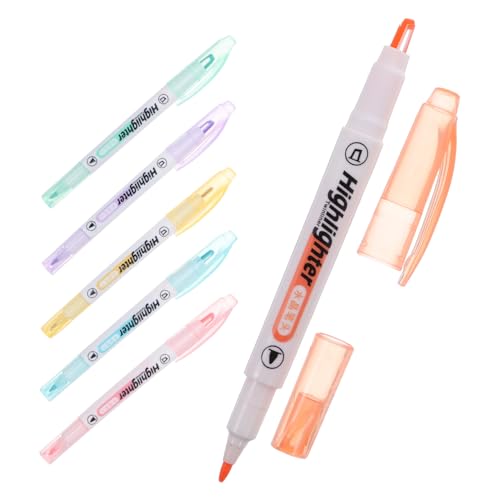 LALAFINA 6 Pack Dual Tip Highlighters Clear View Highlighter for School,Office, Bible, Notes, Journaling, Planners