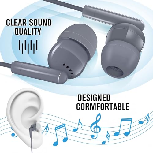 Kanayu 100 Packs Earbuds Bulk Basic Student Earphone Individually Bagged 3.5 mm Headphones for Schools Classrooms Library Teens Gift(Grey) - color: Grey
