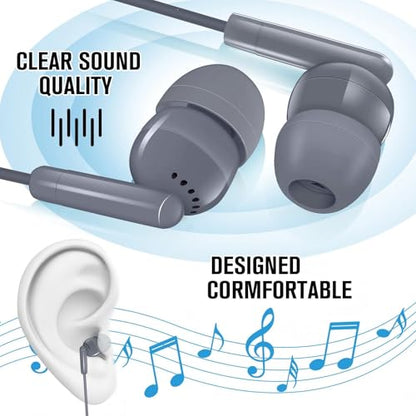 Kanayu 100 Packs Earbuds Bulk Basic Student Earphone Individually Bagged 3.5 mm Headphones for Schools Classrooms Library Teens Gift(Grey) - color: Grey