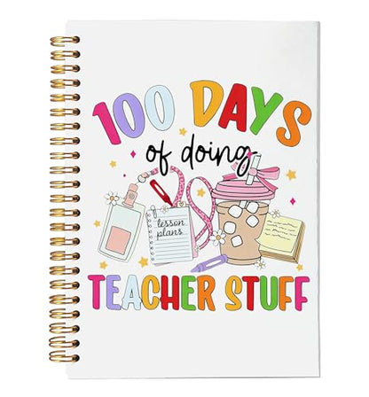 VNWEK Boho Trendy Teacher Spiral Notebook Journal 5.5 x 8.3 Inch, Teachers Appreciation Gifts for Women, 100 Days of Doing Teacher Stuff Colorful Lined Hardcover Spiral Notebook - color: jsj-notebook-8