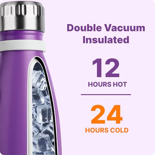 Kids Water Bottle-9 oz Leak Proof Insulated Water Bottle with Carry Rope | Double Wall Vacuum Stainless Steel Water Bottle for Travel, School, Cola Shape Flask with Carry Rope (Purple) - color: Purple, size: 9 Ounces
