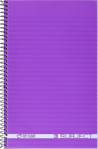 Top Flight Boss Poly Cover 3-Subject Wirebound Notebook, 108 Sheets, College Rule, 9.5 x 6 Inches, 1 Notebook, Cover Color May Vary (43002) (Pack of 12) - size: (Pack of 12)