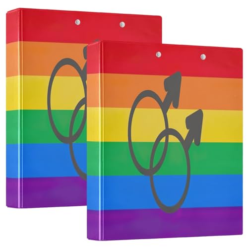 Decorative Three Ring Binder 1-1/2 Inch Binders 3 Ring Holds 200 Sheets Basic Binder Organizer for School Office Supplies Male Gay Pride Flag, 2 Pack - color: Male Gay Pride Flag, size: 2 Pack