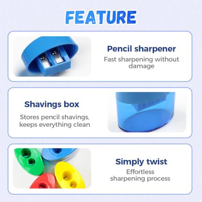 Pencil Sharpeners with Lid, Dual Holes Handheld Pencil Sharpener Manual for Standard and Jumbo Pencils, Compact Cute Sharpener for Kids Adults Students School Home Office (4*Triangle) - color: 4*triangle