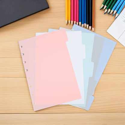 NOLITOY 3 Sets 5.5" X 8.5" Plastic Loose-Leaf Dividers with Writable Tabs, Notebook Index Divider Sheets for School Binder Organization and Planner Filing