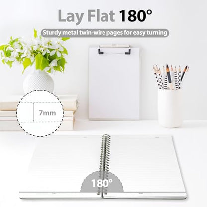 A5 Lined Spiral Journal Notebook, 146 Pages Hardcover Notebook with 100 GSM Thick Paper, Inner Pocket & Elastic Closure, 5.7" x 7.9", Notebooks for Work, School, College, Office, Journaling & Note Taking - color: BLACK