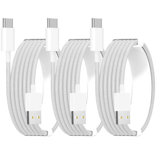 [Apple MFi Certified] iPhone 17 Car Carplay Cable Fast Charging Cable, 3Pack 6ft 60W USB A to USB C Nylon Braid Cord Screen Data Sync for iPhone 17 Pro/Air/16 Pro Max/16 Plus,iPad Pro, Air, Mini, iPad - color: A to C [60W,6FT] White Nylon Braided