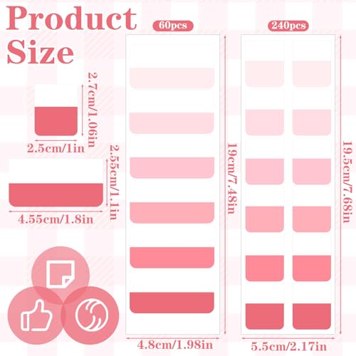 300 Pcs Pink Sticky Index Note Book Tabs, Writable Self-Adhesive Page Tabs, Practical Book Flags for Page Marking, File Classification, Daily Reading Sorting Needs, Essential Study Accessories