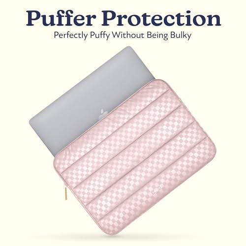 Vandel Puffy Laptop Sleeve Case, 13-14 inch Laptop Sleeve Bag Case 13.3 Inch, Compatible with MacBook Air/Pro 13/Pro 14/iPad Pro 12.9, HP Dell ASUS Computer Bag Cover, Checker Pink - color: c. Checker Pink