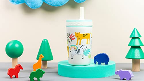 Zak Designs Kelso Toddler Cups For Travel or At Home, 12oz Vacuum Insulated Stainless Steel Sippy Cup With Leak-Proof Design is Perfect For Kids (Safari) - color: Safari