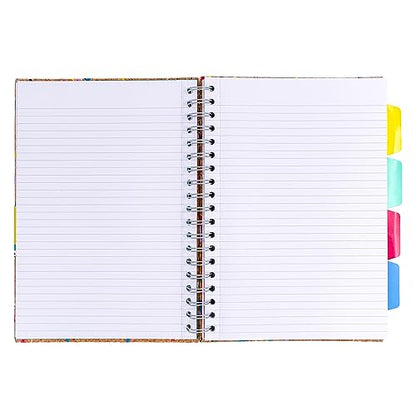 Pukka Pad, Pukka Planet Cork B5 Multi-Subject Notebook – Wire Bound Project Book with 200 Pages, 100 Sheets of FSC Recycled 8mm Lined Paper & Tabbed Dividers for Home, School, & Office, 10.12 x 7.3in - style: Project Notebook