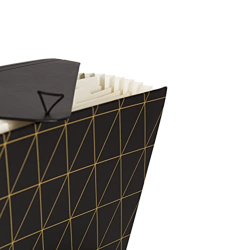 U Brands 13-Pocket Expanding File Folder, Office Supplies, Black and Gold Geometric, Brass Hardware, FSC Certified - color: Black/Gold Geometric