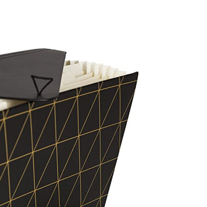 U Brands 13-Pocket Expanding File Folder, Office Supplies, Black and Gold Geometric, Brass Hardware, FSC Certified - color: Black/Gold Geometric