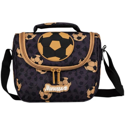 Insulated Lunch Bag for Kids Soft Bag Washable with Strap Reusable Toddler Lunch box School Supplies Food Carrier Snacks Picnic(Multi) - color: 1Soccer