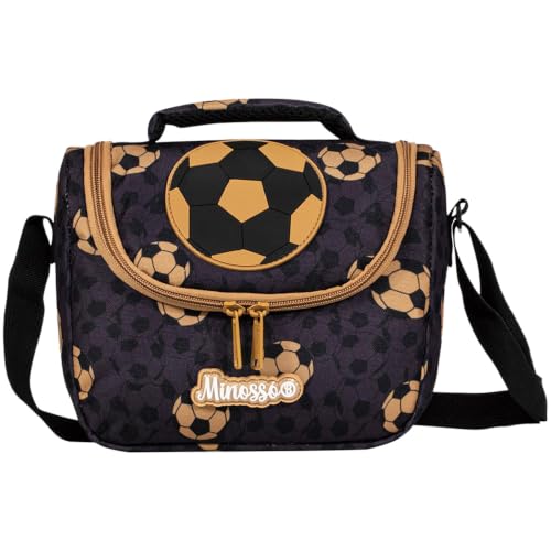 Insulated Lunch Bag for Kids Soft Bag Washable with Strap Reusable Toddler Lunch box School Supplies Food Carrier Snacks Picnic(Multi) - color: 1Soccer