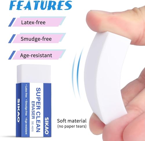 White Erasers, 60 Pack Block Pencil Erasers | Soft Non-Smudge Art Erasers Bulk for Pencils, Artists & School | Gentle on Paper, Clean Removal for Notes & Sketching - style: 60 Pack