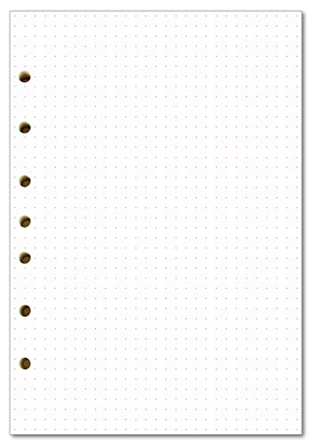 Dotted Filler Paper Pack of 100 Sheets, 7 Hole Punched Planner Refills 5 1/2 x 8 1/2 Inches, Fit 3 or 7 Ring Mini Binders - size: 100 Sheets, style: Dotted