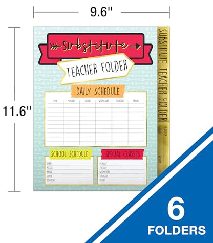 Carson Dellosa 6-Pack Substitute Teacher Folder, Schedules | Routines, Procedures, Classroom Management, Contact Information, and More With Pockets, Desk Organizer School Supplies - size: 6 Pack