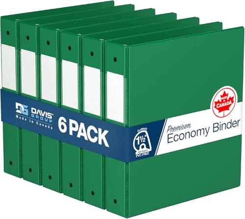 Premium Economy 6-Pack 3-Ring Binders for School or Office, D-Ring Binders, 1.5 Inch, Green - color: Green, size: 1.5 Inch