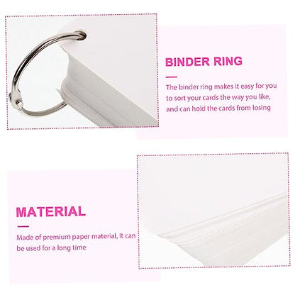 Diy Flash Cards Blank Index Cards Ring Study Notecards for School Note Pad Binder - size: 7.80X7.80X0.01CM
