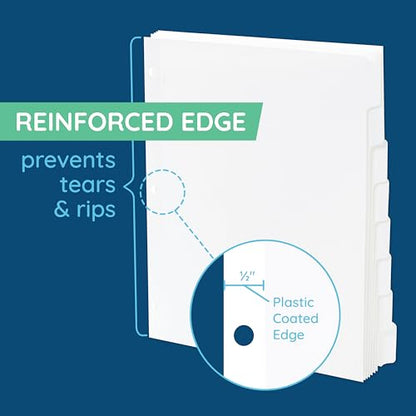 Blue Summit 8 Tab Dividers for 3 Ring Binder, Reinforced Edge, 1/8 Cut, Letter Size, Binder Dividers 8 Tab Bulk for Notebooks, White Index Divider, 12 Sets, 96 Pack - size: 96 Pack