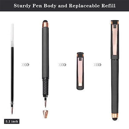 Linbsunne Black Gel Pens 0.7mm Medium Point Pen Office Pens 2-in-1 Stylus Pens for Touch Screens Gel Ink Rollerball Pens for Writing (18 Pack-grey) - color: 18 pack-grey
