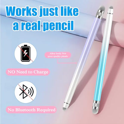 Bopomofo 2PCS Stylus Pen for Touchscreen,High Sensitivity & Precision | Metal Barrel,Fiber Tip,No Charging,Compatible with iPhone iPad Android Microsoft Surface Nintendo Switch Touch Screen - color: Purple/Blue