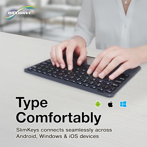 BoxWave Keyboard Compatible with TCL NXTPAPER 11 Plus (11.5 in) - SlimKeys Bluetooth Keyboard with Trackpad, Portable Slim TouchPad - Jet Black
