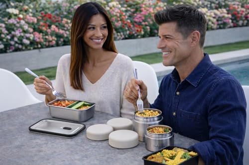 Modaniam 42 OZ Stainless Steel Bento Box, Stainless Steel Lunch Box Container For Adults, Lunch Containers, Salad Container - color: Silver: 42 OZ Lunch Box Set