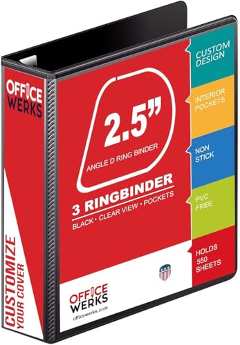 3 Ring Binder, Professional Angle D Ring Binder 5 Inch, Presentation Folder for Standard Pages 8.5 x 11 with Pockets, Crystal Clear View White (Black, 2 Inch) - color: Black, size: 2 Inch