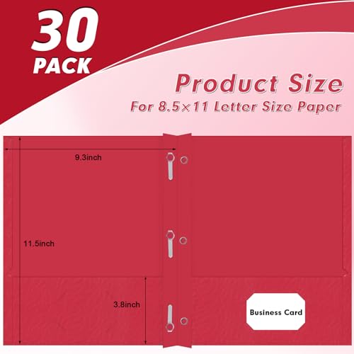 Two Pocket Folders, PANDRI 30 Pack Two Pocket Folders with Prongs, 3 Prong Folders Designed for Office and Classroom, Letter Size Red - color: Red