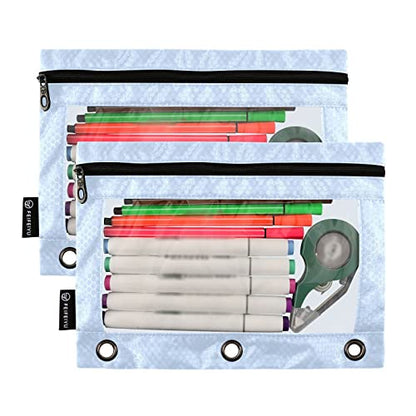 Binder Pouches,Light Steel Blue Pencil Pouch for 3 Ring Binder 2 Pack Clear Pencil Bag with Zipper for Office School Supplies - color: Light Steel Blue