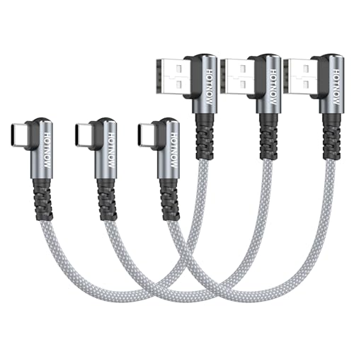 Short USB A to USB C Cable Right Angle [3Pack 0.5ft] Portable 90 Degree USB-C Fast Charging Cord Compatible with iphone 17 16 15, Samsung Galaxy S10 S9 S8 Plus Note 9 8 and Other Type c Devices - color: Grey+White, size: 0.5FT