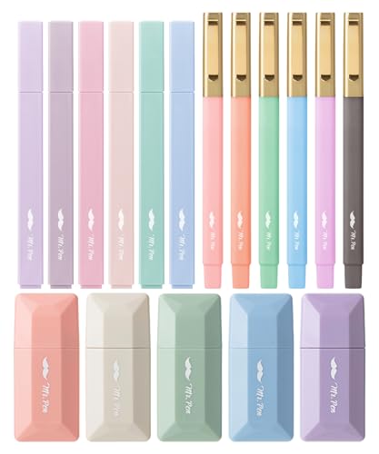 Mr. Pen- Aesthetic Highlighters and Ballpoint Pens No Bleed, 17 Pack | Aesthetic Correction Tapes, Bible Highlighters and Pens No Bleed, Fast Dry and No Smear for Bible Journaling, School Supplies
