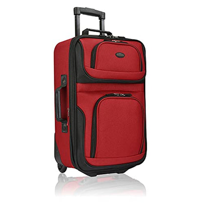 U.S. Traveler Rio Lightweight Softside Rolling Carry-on Suitcase, 2-Wheel Single, Red - color: Red, size: 21"