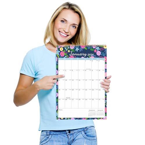 Lbylyhxc 2026 Calendar -18 Monthly Wall Calendar 2026 from Jan 2026 to Jun 2027, 17 x 12 Inches.Thick Paper with Julian Dates Large Wall calendar 2026 for New Year Presents (Large Wall Calendar Flower B) - color: Large Wall Calendar Flower B