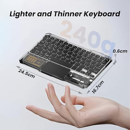 Ultra-Slim Bluetooth Keyboard with Touchpad, Wireless RGB Backlit, Portable Rechargeable Keyboard for iPad, Tablet, Laptop, Windows, Android, macOS Devices