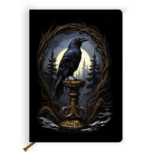 Pretty Leather Lined Journal Vintage Macabre Gothic Raven 200 Pages A5 Ruled Journaling Notebooks, Witchy Journal Notebook, Witch Stuff, Gothic Office Supplies, Halloween Notebook(5.8 x 8.3) - color: Multi 1708