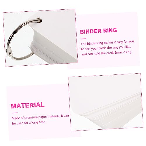Pre Punched Hole Index Cards with Binder Ring 200pc Blank Flash Cards for Learning - size: 9.8X9.8X0.01CM