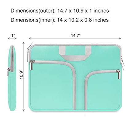 HESTECH Laptop case 14 inch,Chromebook Sleeve Cover,Neoprene Protective Carrying Bag for 14-15.6" HP Asus Acer Samsung Sony Dell XPS Surface Book 15/16 inch MacBook Pro Computer,Green - size: 14"-15-15.4 inch