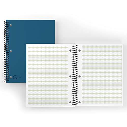 Channie's Youth Composition Notebook, Homework & Improvement Journal for Kids, Older Learners, & Special Needs Students, with Color-Coded Blocks for Handwriting Practice, Blue - color: Blue