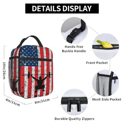 Weightlifting American Flag Lunch Bag 10In | Insulated Lunch Box Reusable Tote Bag For Picnic Office For Women Men - color: Style 2
