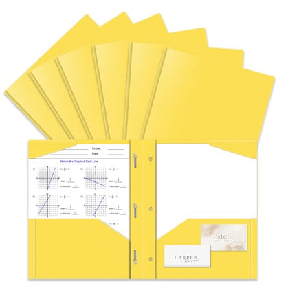 Briartw 6-Pack Yellow Plastic Folders with Prongs, Sunny & Bright for School, Happy Organizing, Note-Taking, Study Materials, and Boosting Productivity - color: Yellow