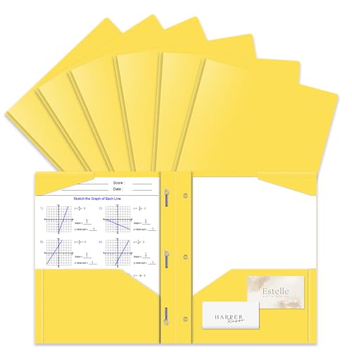 Briartw 6-Pack Yellow Plastic Folders with Prongs, Sunny & Bright for School, Happy Organizing, Note-Taking, Study Materials, and Boosting Productivity - color: Yellow