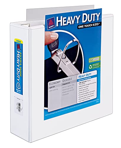 Avery Heavy-Duty View 3 Ring Binder, Extra Wide, 3" EZD Rings, 1 White Binder (01321) - size: 3"