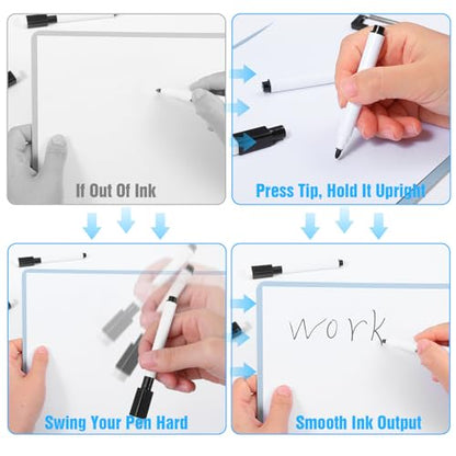 200 PCS Fine Point Tip Magnet Pens Black Dry Erase Markers with Eraser Cap Mini White Board Markers Dry Erasable Marker for Office School Supplies