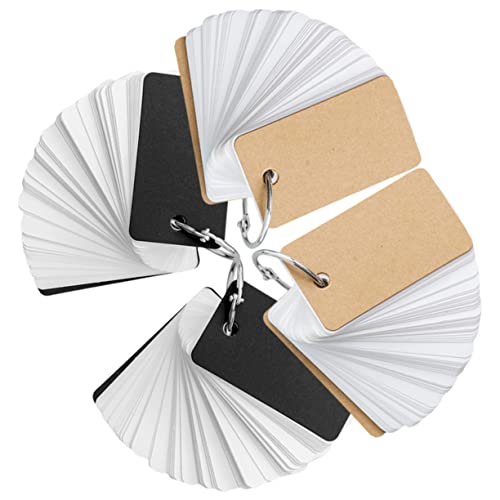 Tofficu Student Cards Set 4Pcs Portable Blank Memory Cards Binder Rings Kraft for Learning and Study Supplies