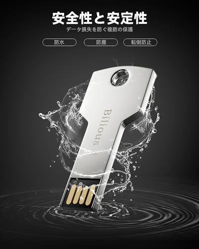 Bilious USB Keychain Flash Drive 2.0 128G, Metal Style Thumb Drive Portable USB 2.0 Memory Stick, Waterproof Key Shaped Jump Pen Drive 128GB for Storage and Backup - size: 128GB
